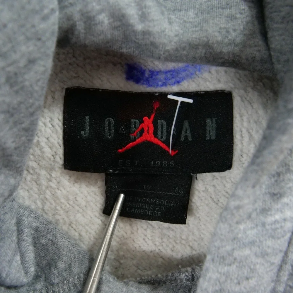 Jordan Hoodie Sweatshirt Mens Extra Large Gray Nike Jumpman Sleeve  Fleece DV759